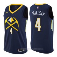 Maglia Denver Nuggets Paul Millsap NO 4 Citta 2017-18 Blu