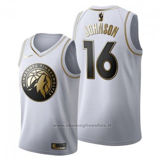 Maglia Golden Edition Minnesota Timberwolves James Johnson NO 16 2019-20 Bianco