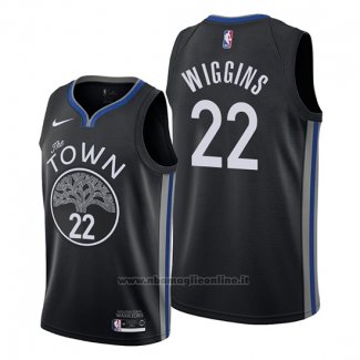 Maglia Golden State Warriors Andrew Wiggins NO 22 Citta 2019-20 Nero