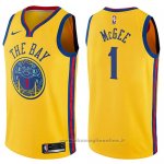 Maglia Golden State Warriors Javale Mcgee NO 1 Citta 2017-18 Giallo