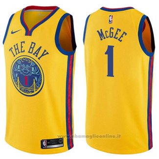 Maglia Golden State Warriors Javale Mcgee NO 1 Citta 2017-18 Giallo