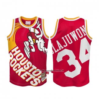 Maglia Houston Rockets Hakeem Olajuwon #34 Mitchell & Ness Big Face Rosso