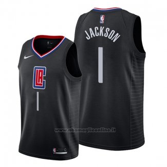 Maglia Los Angeles Clippers Reggie Jackson NO 1 Statement 2019-20 Nero