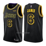 Maglia Los Angeles Lakers LeBron James #6 Citta 2021-22 Nero