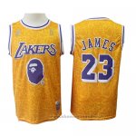 Maglia Los Angeles Lakers Lebron James NO 23 Mitchell & Ness Giallo