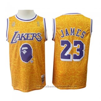 Maglia Los Angeles Lakers Lebron James NO 23 Mitchell & Ness Giallo