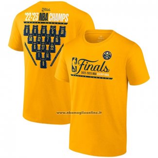 Maglia Manica Corta Denver Nuggets 2023 NBA Finals Champions Close Out Giallo