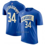 Maglia Manica Corta Milwaukee Bucks Giannis Antetokounmpo Citta 2023-24 Blu