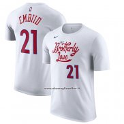 Maglia Manica Corta Philadelphia 76ers Joel Embiid Citta 2022-23 Bianco