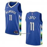 Maglia Milwaukee Bucks Brook Lopez #11 Citta 2022-23 Blu