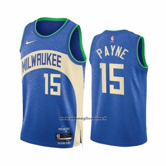 Maglia Milwaukee Bucks Cameron Payne #15 Citta 2023-24 Blu