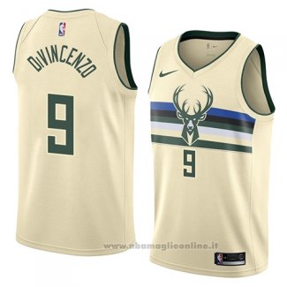 Maglia Milwaukee Bucks Donte Divincenzo NO 9 Citta 2018 Crema