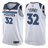 Maglia Minnesota Timberwolves Karl-Anthony Towns NO 32 Association 2017-18 Bianco