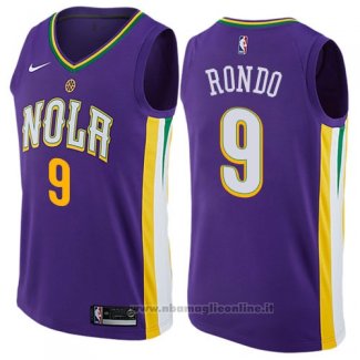 Maglia New Orleans Pelicans Rondo NO 9 Citta 2017-18 Viola