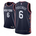 Maglia New York Knicks Kristaps Porzingis NO 6 Citta 2018-19 Blu