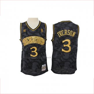 Maglia Philadelphia 76ers Allen Iverson NO 3 Hardwood Classics Nero