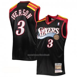 Maglia Philadelphia 76ers Allen Iverson #3 Mitchell & Ness 2006 Nero