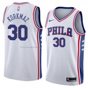 Maglia Philadelphia 76ers Furkan Korkmaz NO 30 Association 2018 Bianco