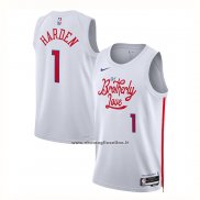 Maglia Philadelphia 76ers James Harden #1 Citta 2022-23 Bianco