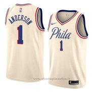 Maglia Philadelphia 76ers Justin Anderson NO 1 Citta 2018 Crema