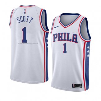 Maglia Philadelphia 76ers Mike Scott NO 1 Association 2018 Bianco