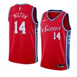 Maglia Philadelphia 76ers Shake Milton NO 14 Statement 2017-18 Rosso