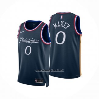Maglia Philadelphia 76ers Tyrese Maxey No 0 Citta 2025-26 Blu