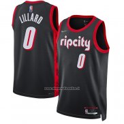 Maglia Portland Trail Blazers Damian Lillard #0 Citta 2021-22 Nero