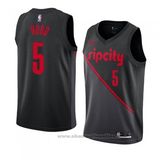 Maglia Portland Trail Blazers Rodney Hood NO 5 Citta 2019 Nero