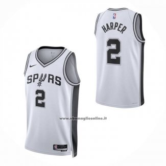 Maglia San Antonio Spurs Dylan Harper No 2 Association 2025-26 Bianco