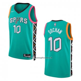 Maglia San Antonio Spurs Jeremy Sochan #10 Citta 2022-23 Verde