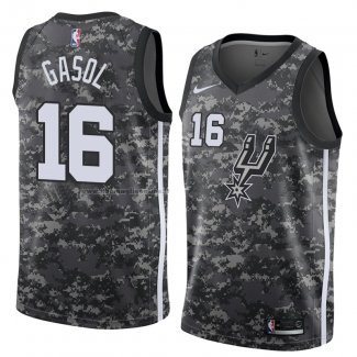 Maglia San Antonio Spurs Pau Gasol NO 16 Citta 2018 Grigio