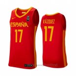 Maglia Spagna Fran Vazquez NO 17 2019 FIBA Baketball World Cup Rosso