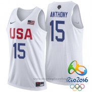 Maglia USA 2016 Carmelo Anthony NO 15 Bianco