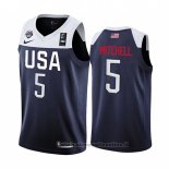 Maglia USA Donovan Mitchell NO 5 2019 FIBA Basketball World Cup Blu