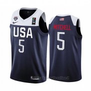 Maglia USA Donovan Mitchell NO 5 2019 FIBA Basketball World Cup Blu
