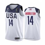 Maglia USA Khris Middleton NO 14 2019 FIBA Basketball World Cup Bianco