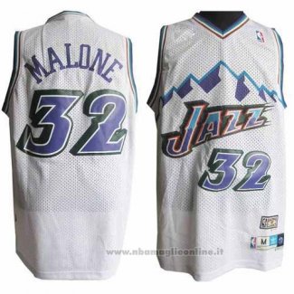 Maglia Utah Jazz Karl Malone NO 32 Throwback Bianco