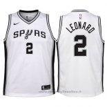 Maglia Bambino San Antonio Spurs Kawhi Leonard NO 2 2017-18 Bianco