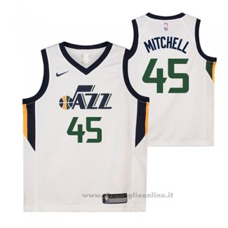 Maglia Bambino Utah Jazz Donovan Mitchell NO 45 Association 2017-18 Nero