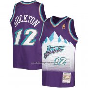 Maglia Bambino Utah Jazz John Stockton #12 Hardwood Classics Throwback 1996-97 Viola