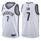 Maglia Brooklyn Nets Jeremy Lin NO 7 Association 2017-18 Bianco