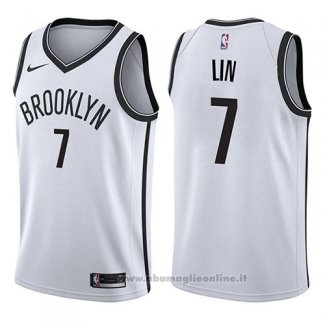 Maglia Brooklyn Nets Jeremy Lin NO 7 Association 2017-18 Bianco