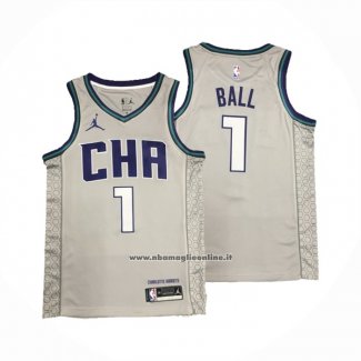 Maglia Charlotte Hornets Lamelo Ball #1 Citta Edition Grigio