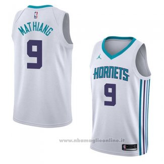 Maglia Charlotte Hornets Mangok Mathiang NO 9 Association 2018 Bianco