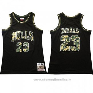 Maglia Chicago Bulls Michael Jordan NO 23 Camuffamento Nero