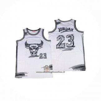 Maglia Chicago Bulls Michael Jordan No 23 Mitchell & Ness 1997-98 Bianco1