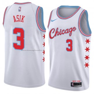 Maglia Chicago Bulls Omer Asik NO 3 Citta 2018 Bianco