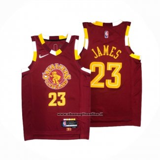 Maglia Cleveland Cavaliers LeBron James #23 Citta Rosso