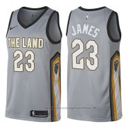 Maglia Cleveland Cavaliers Lebron James NO 23 Citta Grigio